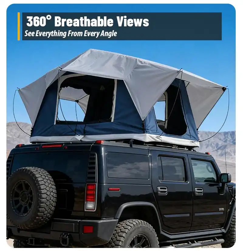 Rear access view - Hard Base Inflatable Rooftop Tent