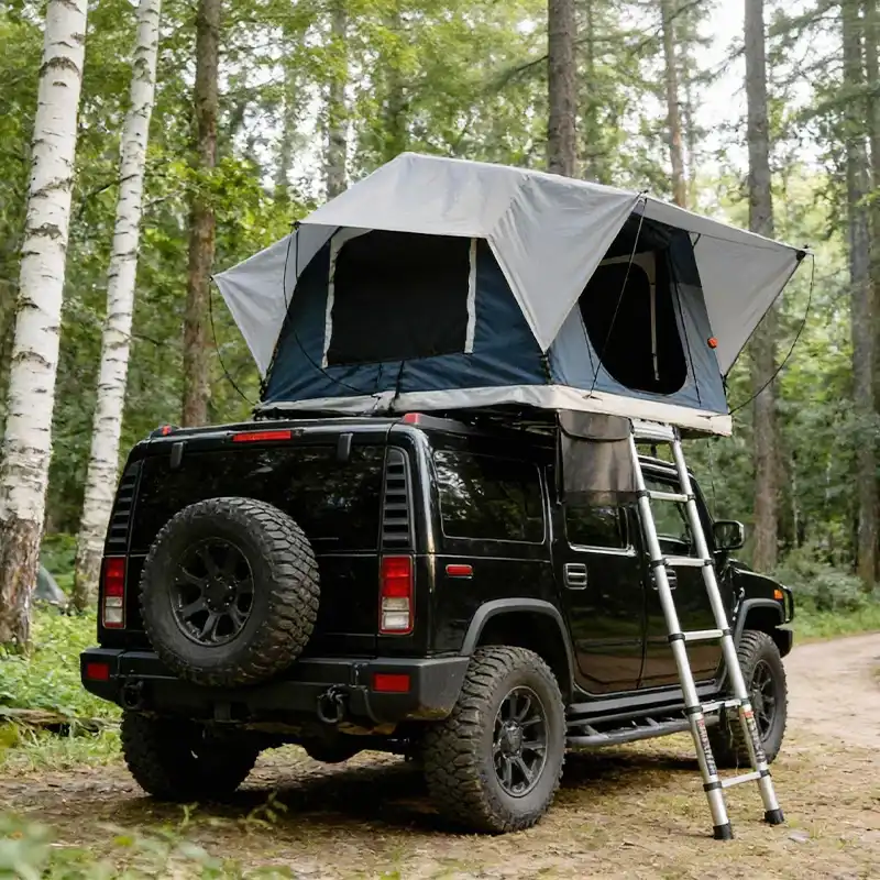 Open setup view - Hard Base Inflatable Rooftop Tent