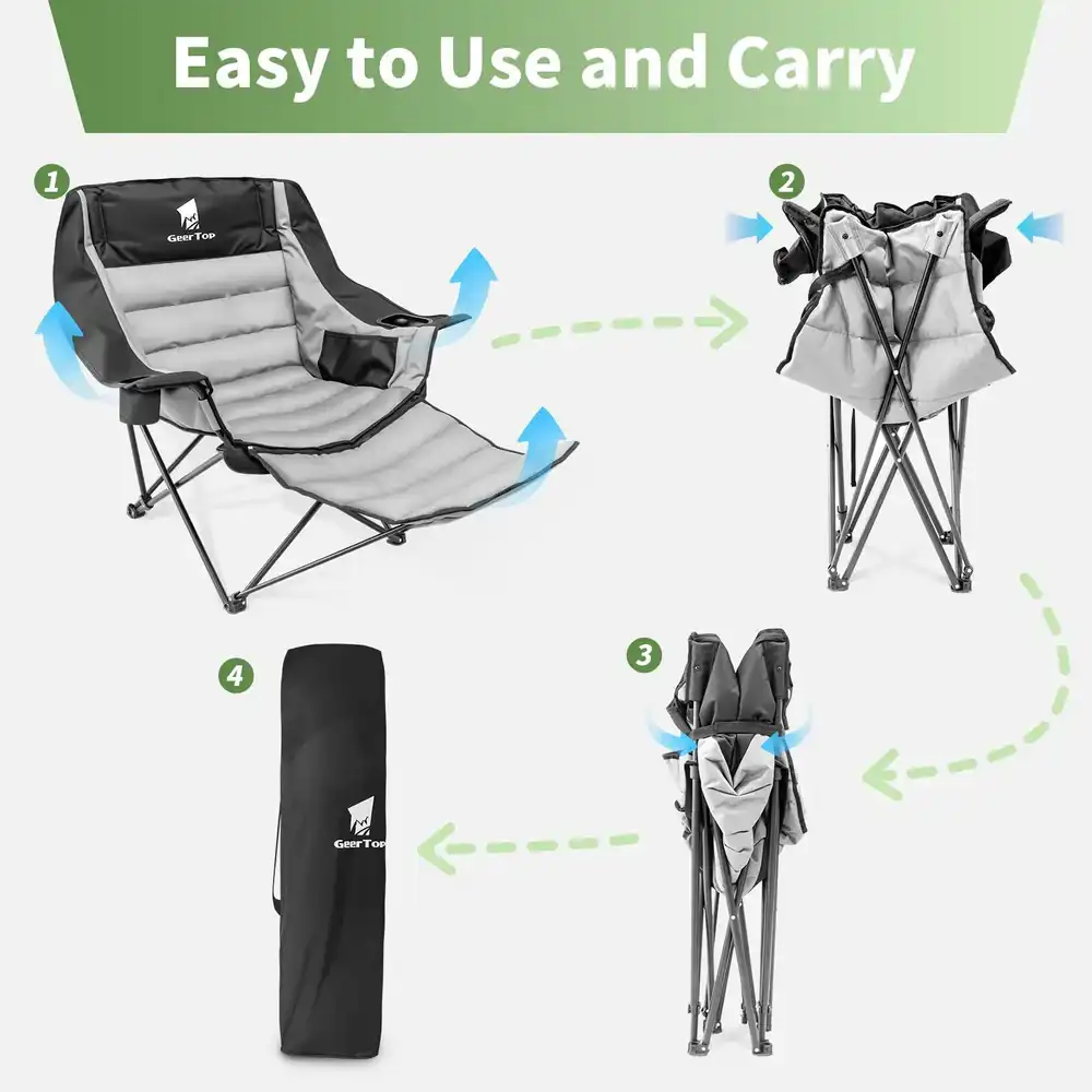 Shell and roofline - Padded Camping Chair with Leg Rest