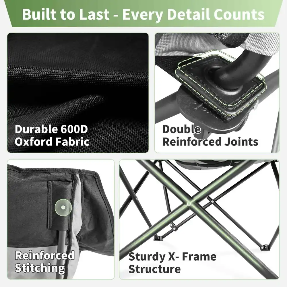 Rear access view - Padded Camping Chair with Leg Rest