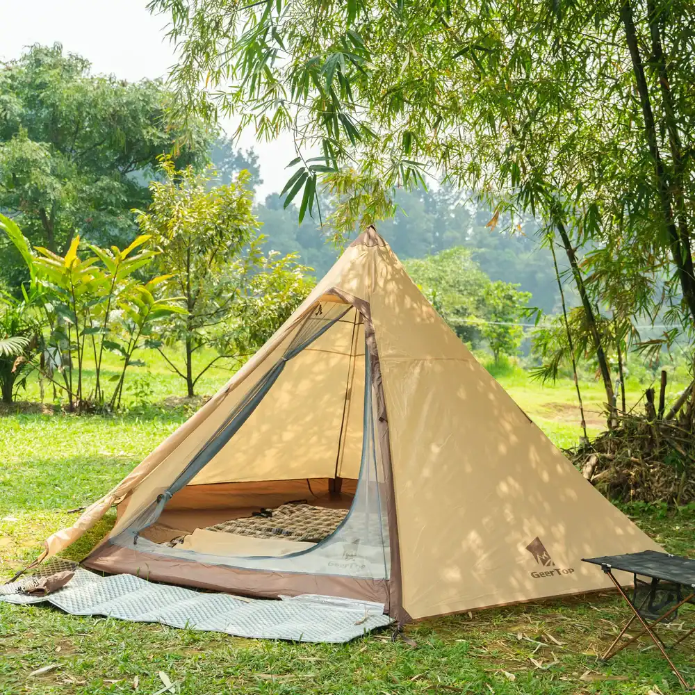 Open setup view - 4 Person One Pole Tent