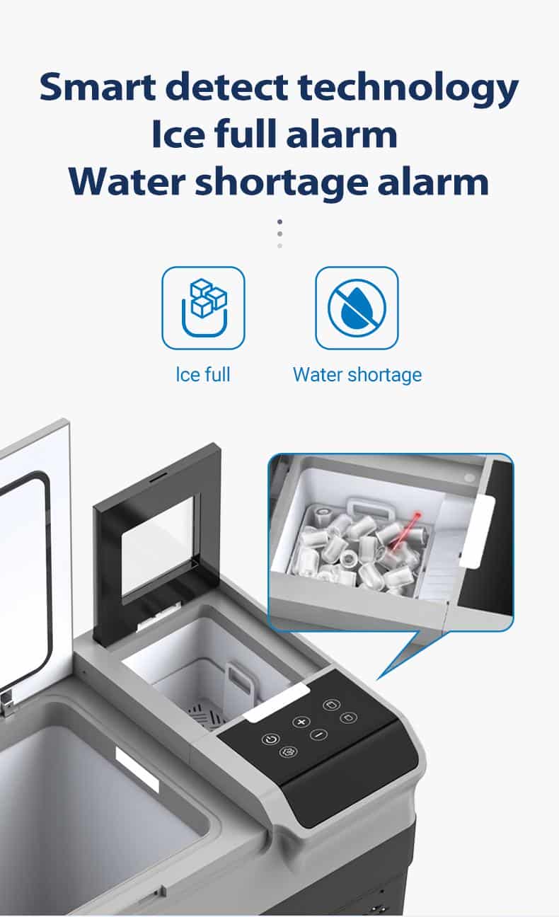 Side profile - Portable Camping Camping Refrigerator with Ice Maker