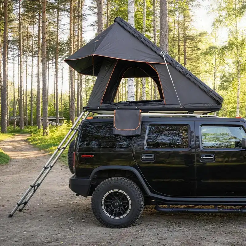 Open setup view - Compact Triangle Rooftop Tent