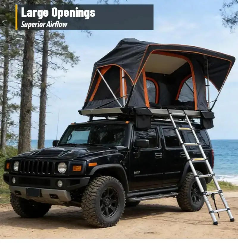 Rear access view - Private Label Hard Shell Rooftop Tent