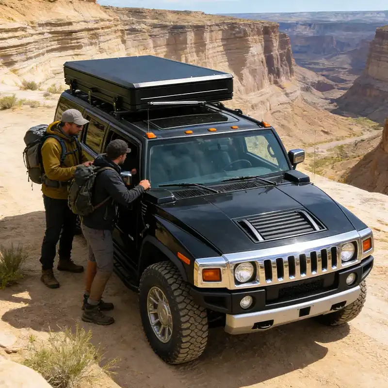 Open setup view - Mid Range Hard Shell Rooftop Tent