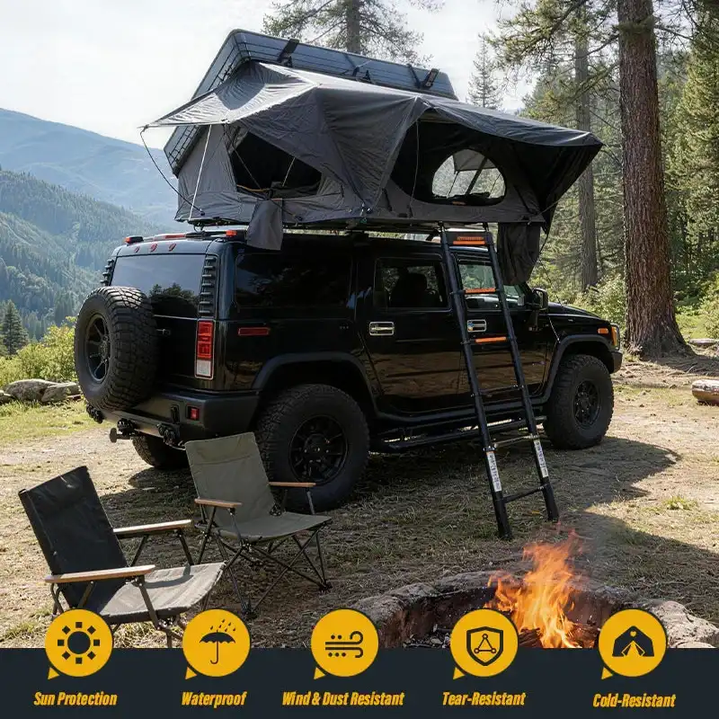 Retail-ready exterior - Aluminum Side Open Rooftop Tent