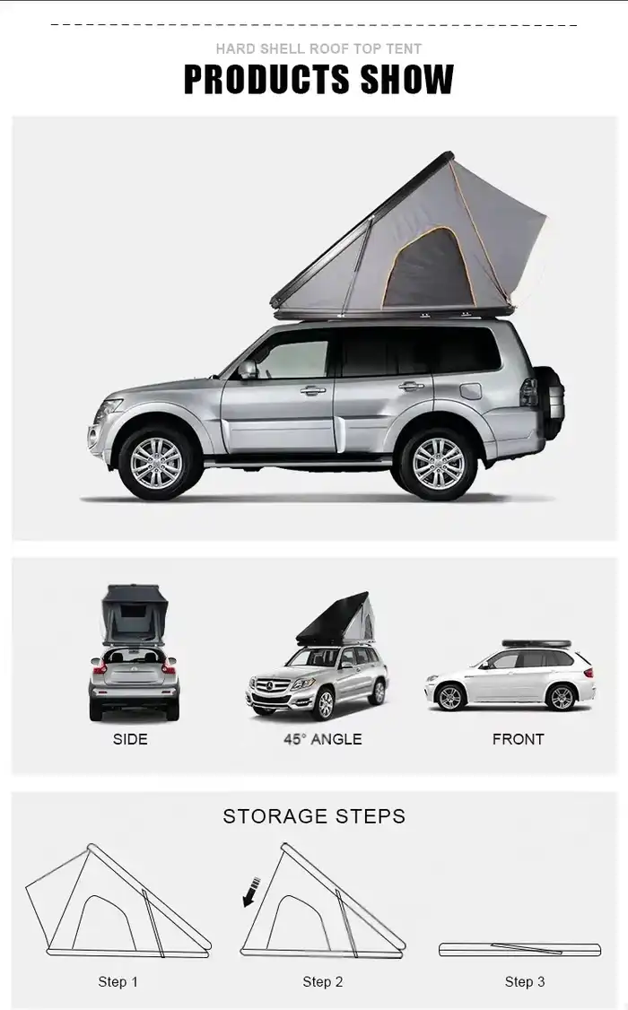 Open setup view - Compact Hard Shell Rooftop Tent
