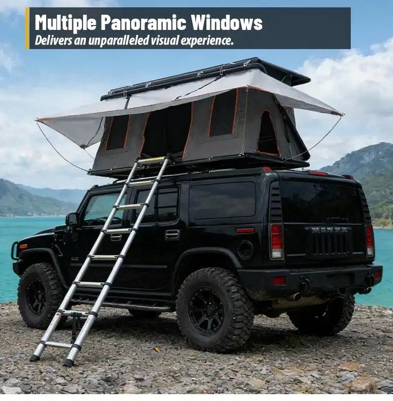 Rear access view - Low Profile Hard Shell Rooftop Tent