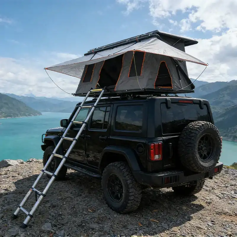 Open setup view - Low Profile Hard Shell Rooftop Tent