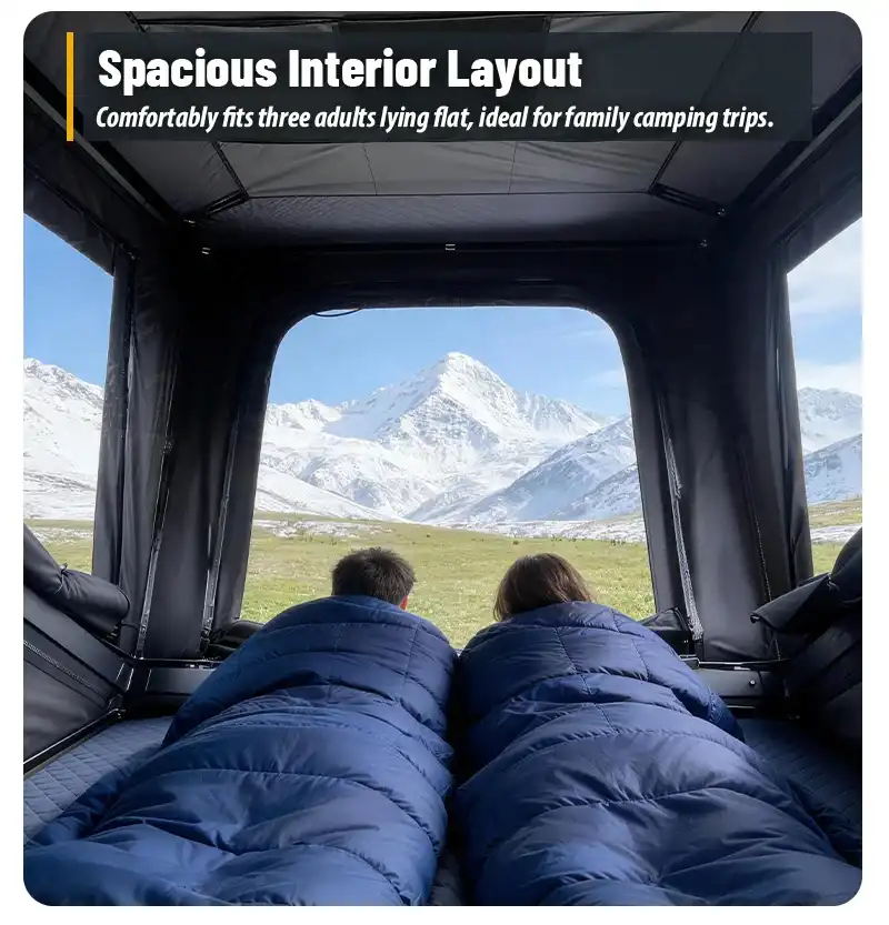 Rear access view - Triangle Hard Shell Rooftop Tent