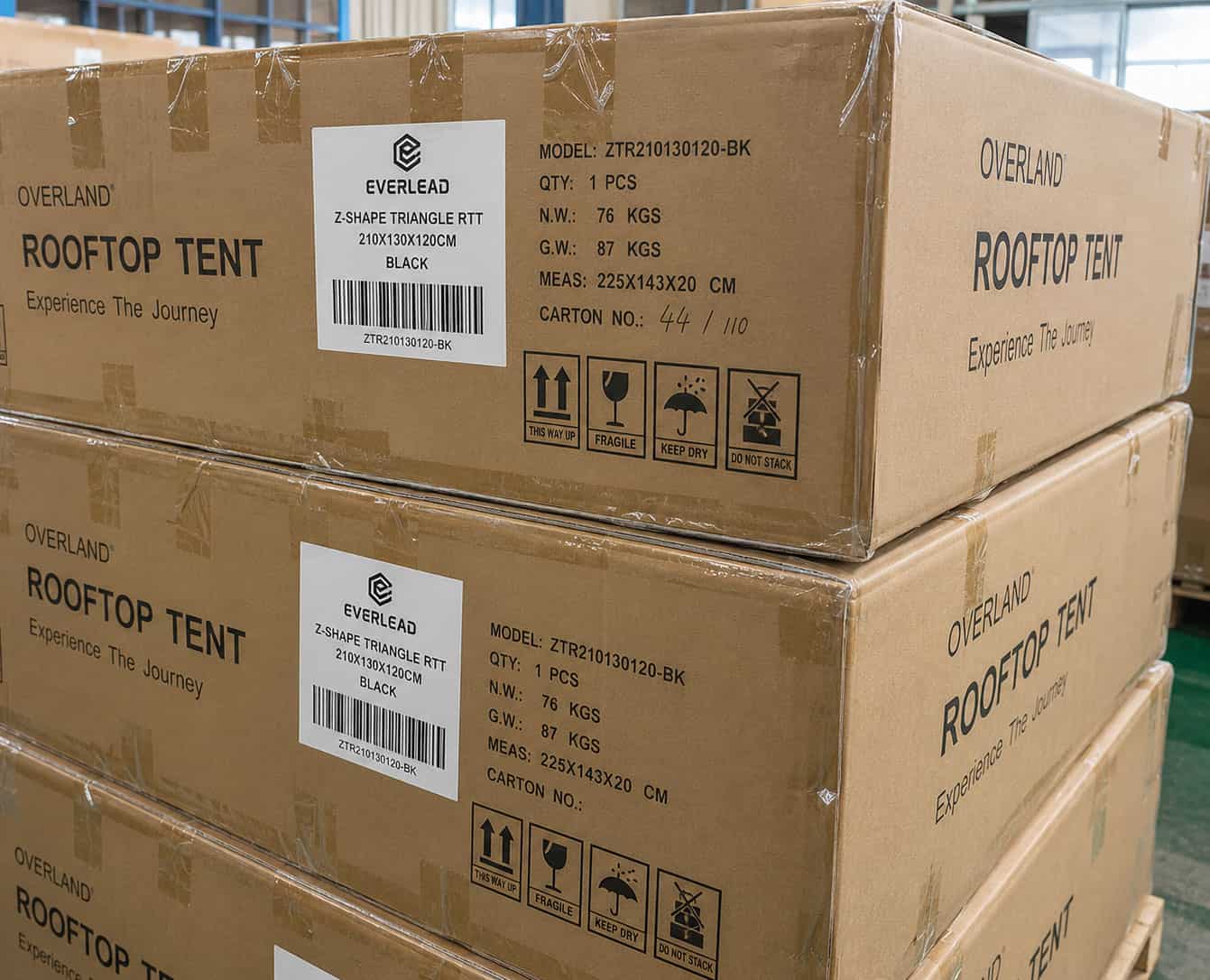 Export carton corner and shipping-mark detail