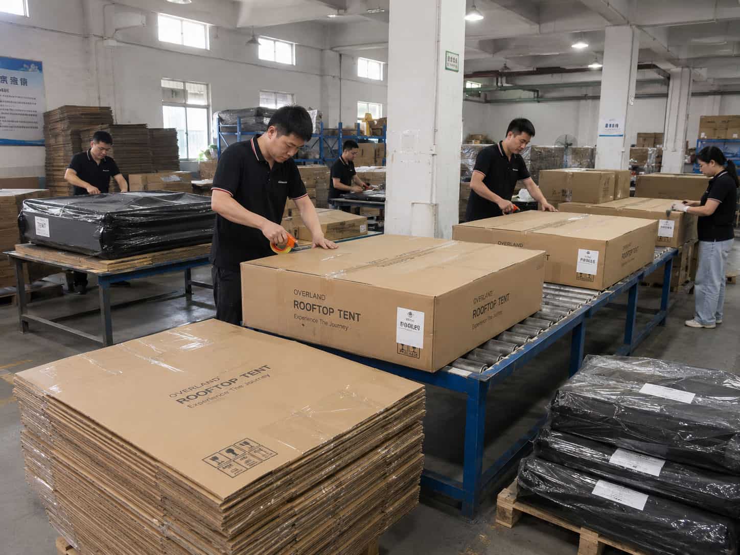 Packaging line and shipping preparation