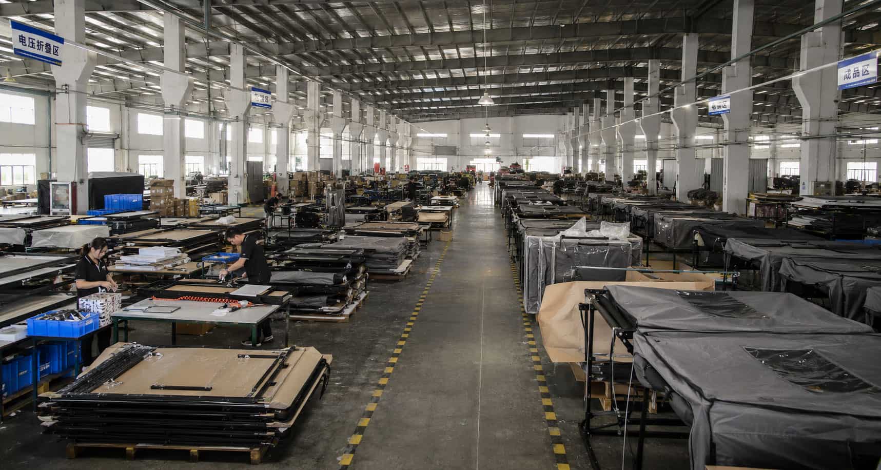 rooftop tent factory B2B sourcing visual - Production-Workshop-Overview - factory grid