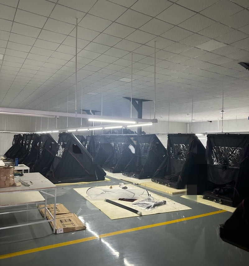 Rooftop tent quality control line